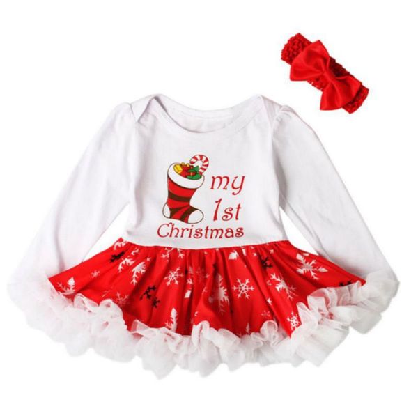 

fashion christmas infant girl rompers tutu dress baby girls clothes sets 3pcs newborn cotton jumpsuit clothes, Red;yellow
