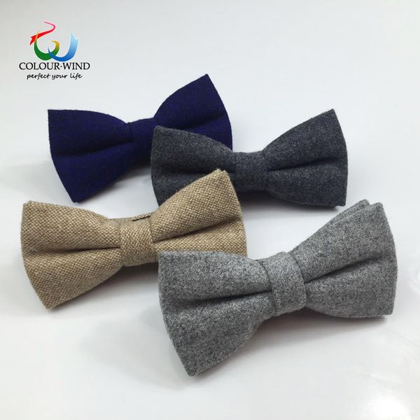 

classic formal men's wool solid bow ties handsome grey color thick bowtie casual business cravat british style butterfly ties, Blue;purple