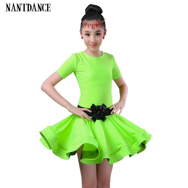 

students children kid latin dancewear competition dancing clothing girl dance costume child latin ballet dance dress for girls, Black;red