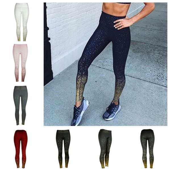 

yoga printed slim fitness leggings 2019 women compression push up leggins clothing workout printing patchwork trousers le401, Blue