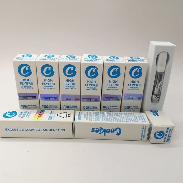 

Печенье High Flyers Тележки Премиум Vape картридж Упаковка 510 керамический картридж 1,0 мл .8ML Пустой Vape Pen Испаритель Glass Tank Oil Атомайзер