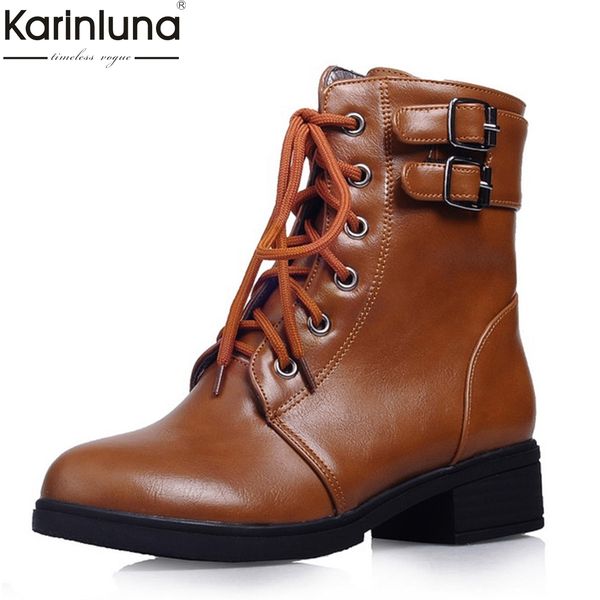 

women's 2019 big size 43 motorcycles boots chunky heels ankle boots woman shoes shoelaces casual shoes women female, Black