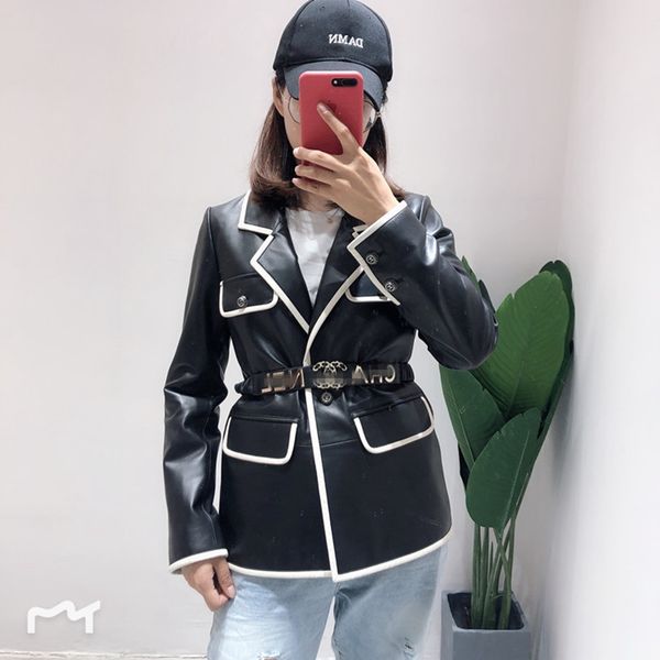 

woman coats 100% natural sheepskin leather 2019 fashion sheepskin leather windbreaker female jackets sellers, Black