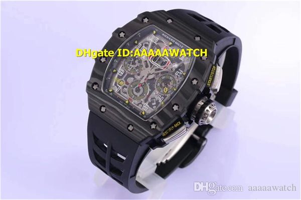 

KV 011-03 NTPT Черный Углеродные волокна Мужские часы швейцарские 7750 Автоматический хронограф 28800VPH Sapphire каучуковый ремешок Спорт наручные часы
