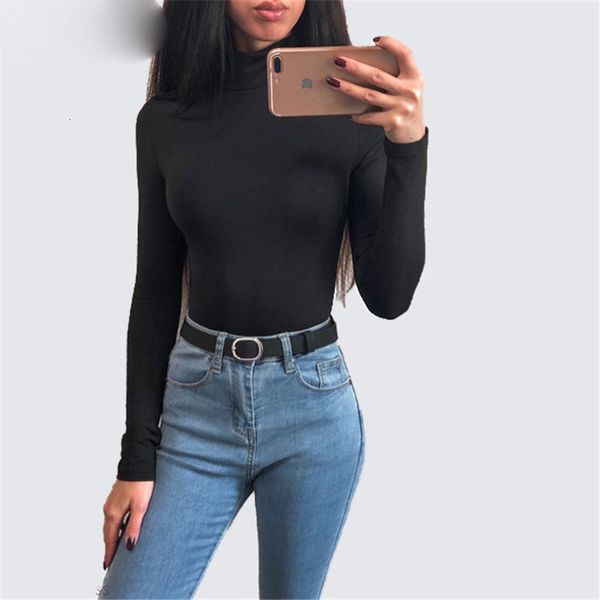 

rompers for women jumpsuits solid color turtleneck skinny bodysuits women new autumn winter keep long sleeve bodycon sheer bodysuit, Black;white