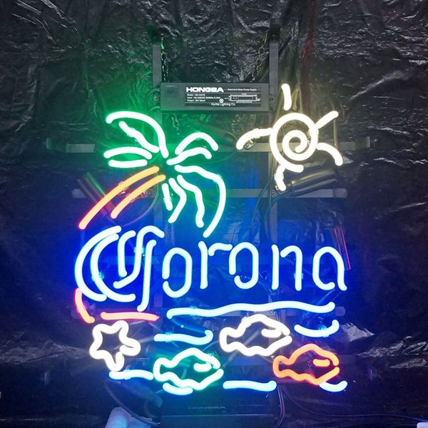 

corona bar neon sign light for sale custom outdoor display entertainment decoration glass neon lamp light metal frame 17'' 20'