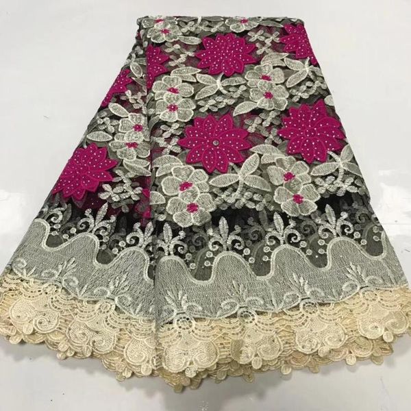 

african sequins lace fabric embroidered nigerian laces fabric 2020 french tulle lace for women xy2288b-1, Pink;blue