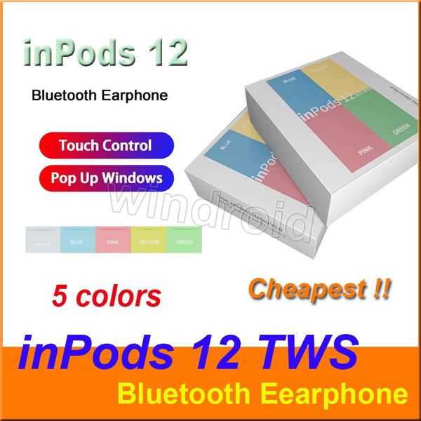

macaron 5 color inpods 12 inpods12 i12 bluetooth wireless tws earphone pop up window touch control sport earbuds for all smart phone cheap