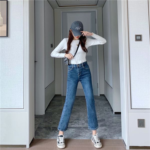 

blue female straight loose jeans haroun pants