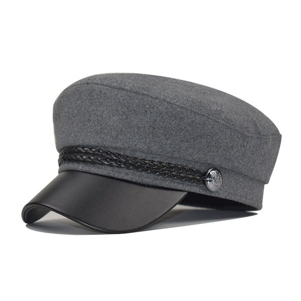 

2019 autumn winter octagonal hats for women flat military berets cap ladies wool caps women casual berets hat gorras, Blue;gray