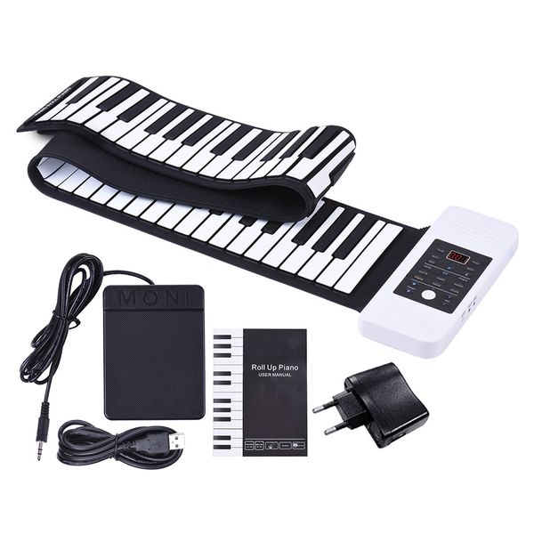 

88 keys roll up piano silicon hand electronic usb keyboard built-in li-ion battery and loud speaker with one pedal