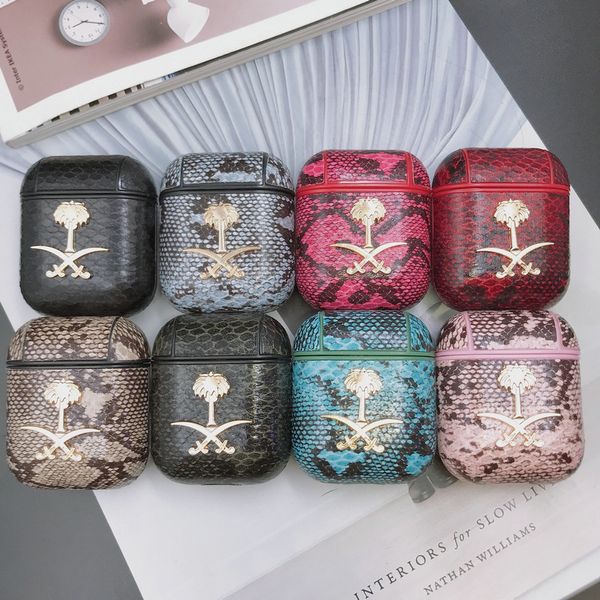

designer cases for airpods tide new brand cases airpods1/2 protective cover snake skin wireless bluetooth headset case anti-drop