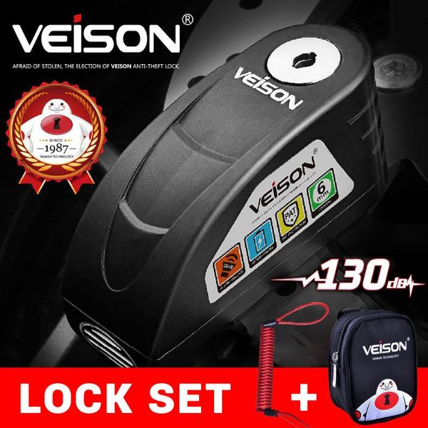 

veison waterproof motorcycle alarm motorcycle lock steel disc lock security anti theft bike moto alarm disc brake #