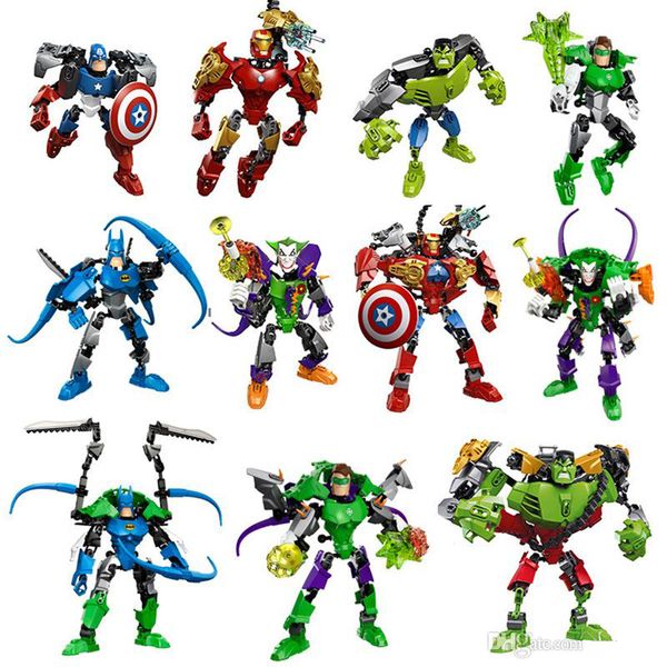 

new the avengers super hero building blocks assembly robot building block superhero captain america hulk children educational diy kids toys