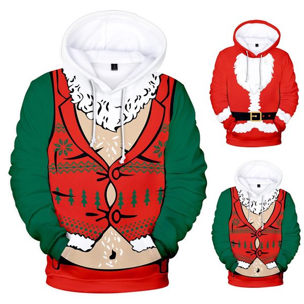 

men's autumn spring fashion 3d christmas long sleeve hoodies sweatershirt herfst 3d kerst lange mouw hoodies sweaters, White;black