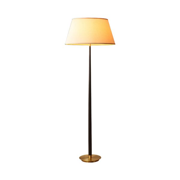 

Modern Copper Standing Floor Lamp Farbric Lampshade Living Room Copper Floor Lamp Simple Creative Study Bedroom Bedside Deco