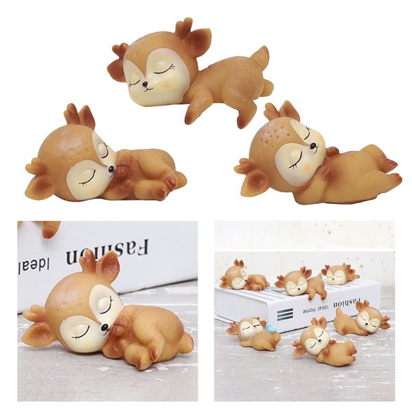 

3pcs deer figurines lovely fawn ornament realistic baby deer crafts