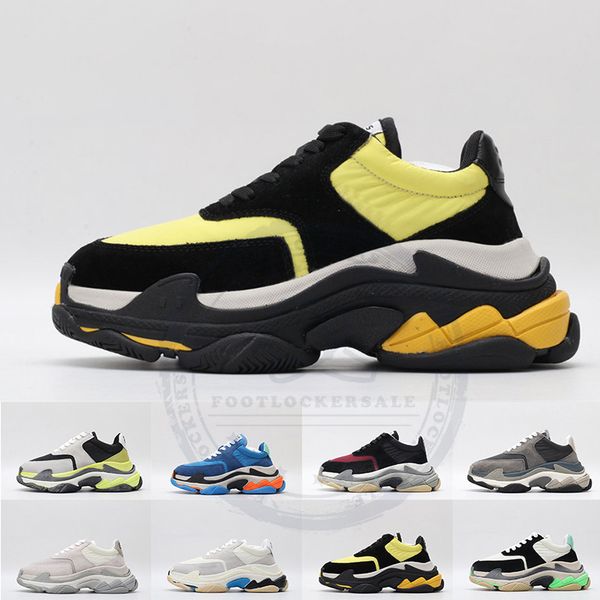 

new release triple-s mens designer sneakers fashion paris 17fw triple s womens luxury black wolf grey colourway casual dad shoes trainers, White;red