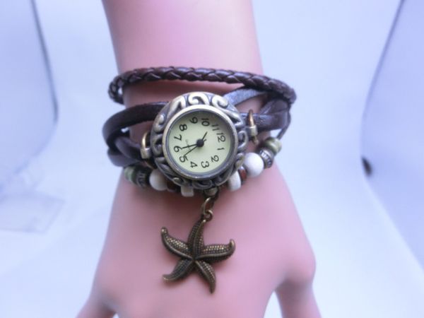 

p.e.d 2019 watch ladies bracelet ladies watch with clock retro fashion dress, Slivery;brown