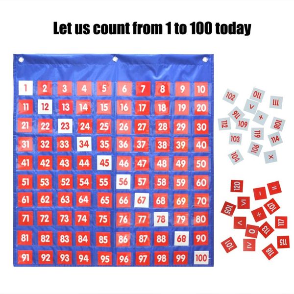 

godery scholastic hundred pocket chart, numbers wall chart with 130x cards for toddlers