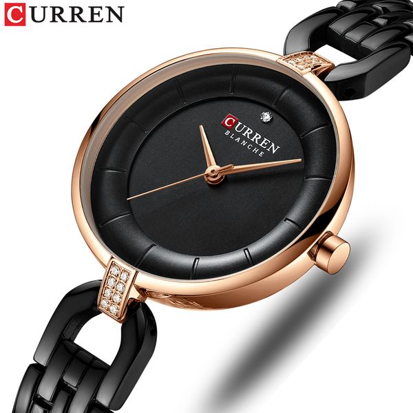 

curren quartz women luxury rhinestone clock woman gift charming ladies stainless steel bracelet women wristwatch montre femme, Slivery;brown