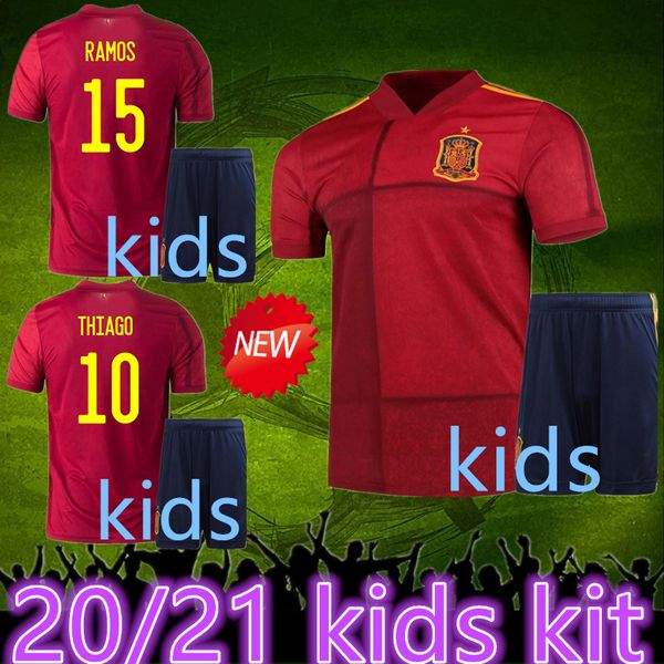 

2020 spain kids kit soccer jersey 20 21 españa kids rodrigo paco alcacer morata ramos thiago football soccer shirt camisetas de futbol, Black