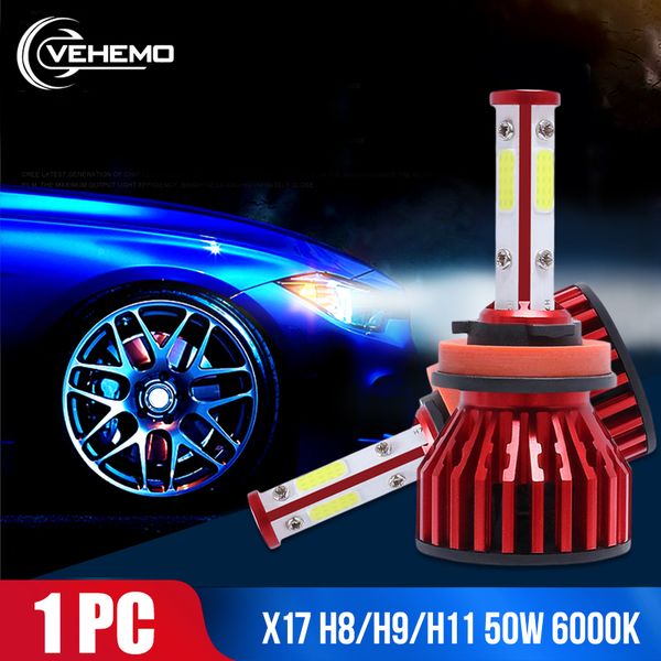 

vehemo led fog light 50w 6000k dob bulbs h7 h11 h4 front lamp car x17 led headlight conversion kit 9007 9006 conversion kit
