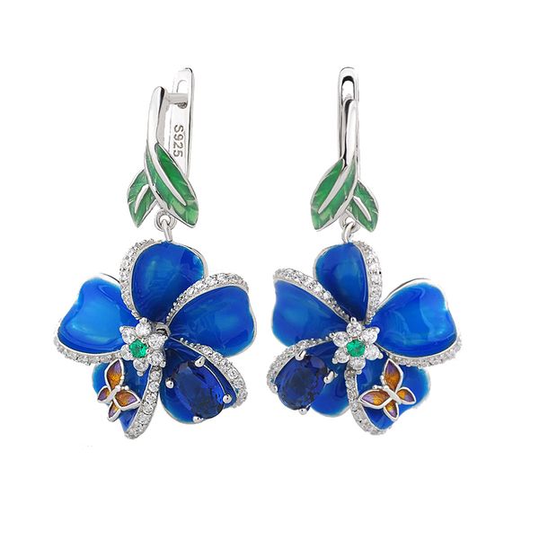 

rainmarch цветок эмаль серьги для женщин обручальные серьги чешские серьги мотаться женские украшения pendientes brincos t190627, Silver