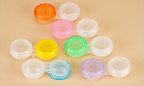 

liusventina portable wholesale transparent simple contact lens case for color lenses gift for girls 20pcs/lot random mix color