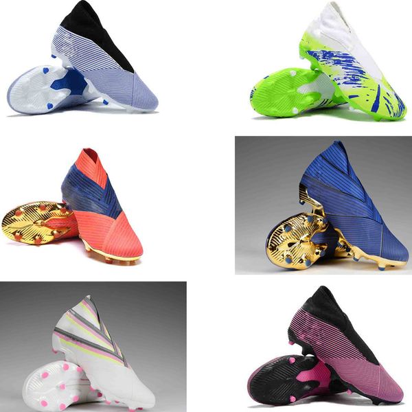 

2019 sale red black white mens nemeziz 19.3 fg laceless soccer shoes waterproof world cup football boots size 39-45