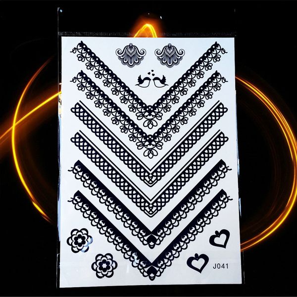 Acheter Goldocean Yantra Mandala Noir Tatouage Temporaire Pâte De Henné étanche Faux Tatouage Autocollant Femmes Dentelle Fleur Doigt Tribal Tatoo De