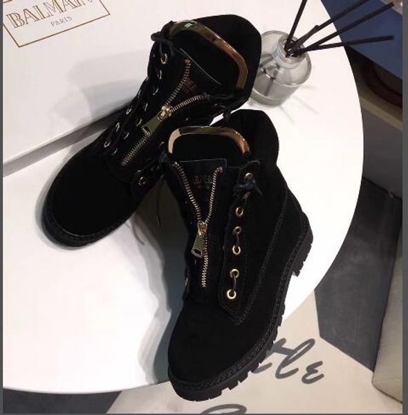 

femininas fashion low heel leather ankle boots women lace-up zip martin boots femininas new style boots with box, Black