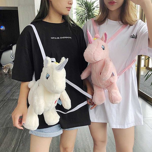 

cute unicorn doll backpack plush girls children school bag primary backpack double shoulder bags satchel for child 2-5 years old