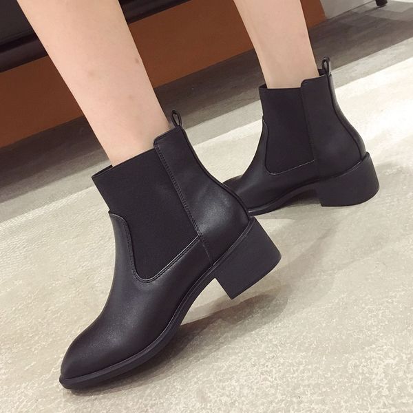 

roni bouker fashion boots women casual leather low heels spring shoes woman square toe rubber ankle booties black zapatos mujer