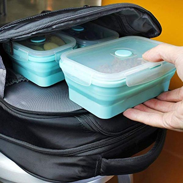 

silicone lunch box collapsible portable box bowl bento boxes folding food container 350/500/800/1200ml eco-friendly