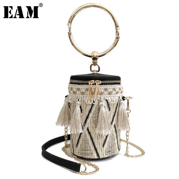 

eam] 2019 new spring summer women 3 color braided bucket type fashion tide removable multifunction wild accessories la947 y191218, Slivery;black