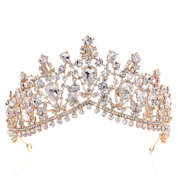 

luxury rhinestone tiara crowns crystal bridal hair accessories wedding headpieces quinceanera pageant prom queen tiara princess crown, Silver