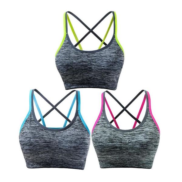

gym clothing woman sports bra push up active wear shockproof for women brassiere sport cross crop female yoga quick dry, White;black