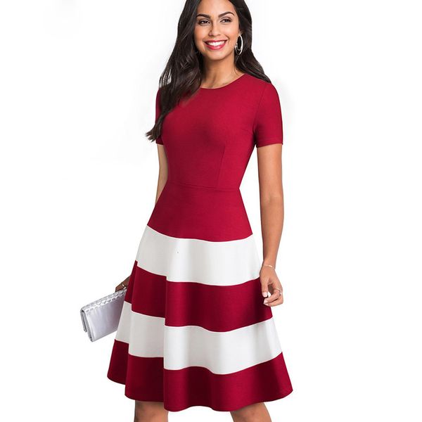 

женщина дизайнер одежды платья 950s контраст цвет лоскутная вокруг шеи женский vestidos партии flare линия a142 перевозка груза падения, Black;gray