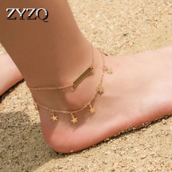 

zyzq new double layered romantic beach anklets for women with cute star pendant accessories jewelry anklets wholesale lots&bulk, Red;blue