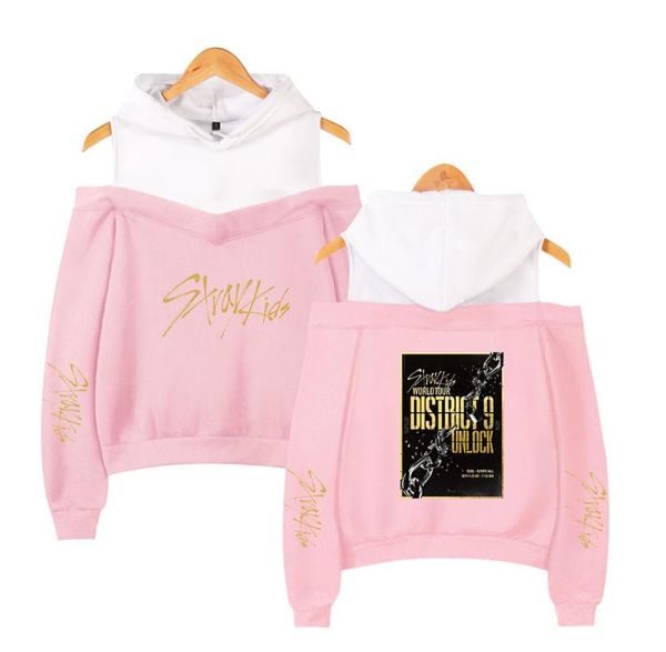 

kpop straykids бродячая kids world tour district 9 разблокировка concert же длинным рукавом sexy с плеча ватки женщины фуфайки hoodie, Black