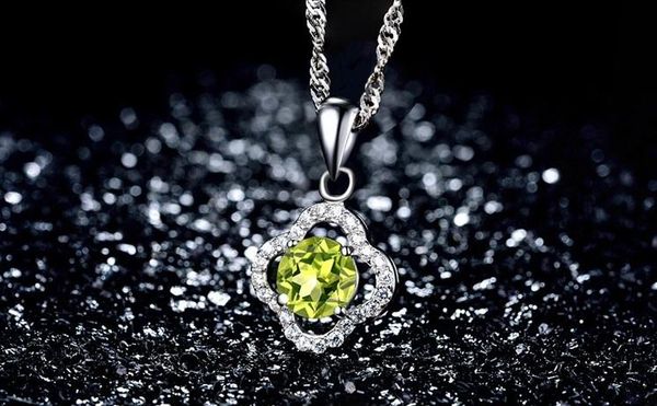 

valentine's day gifts sterling silver pendants s925 pendant semi-precious gemstone peridot gem women's silver necklace a2