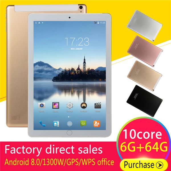 

Tablet 10.1 inch IPS screen tablet 6 + 64GB for Android 8.0 PT 3G WiFi call Bluetooth GPS iphon Android tablet