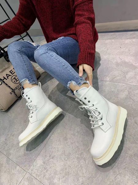 

new martin boots womenss british locomotive net red wild thick straps autumn and winter leather boot knight boots womenss single boots 15654, Black