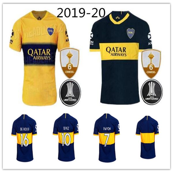 

19/20 saf boca juniors soccer jersey #9 benedetto #16 de rossi #7 c.pavon football shirts abila nandez tevez camisa de boca juniors 2019, Black;yellow