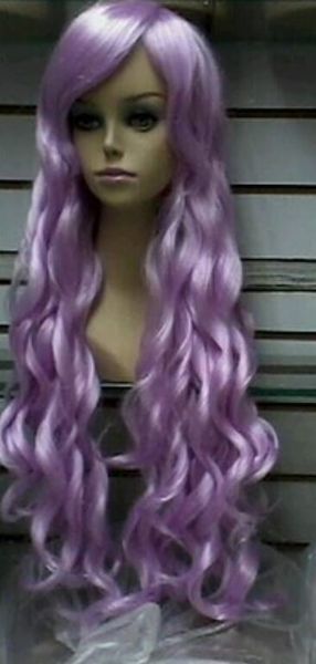 WIG LL 002010 Ого! 70см фиолетовый длинные вьющиеся волосы парик, потому что сексуальная косплей носить человек королева нет кружева волосы парики