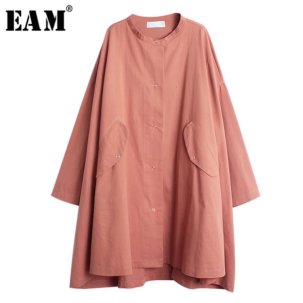 

eam] loose fit big size oversize solid jacket new stand collar long sleeve women coat fashion tide autumn winter 2019 1b355, Black;brown