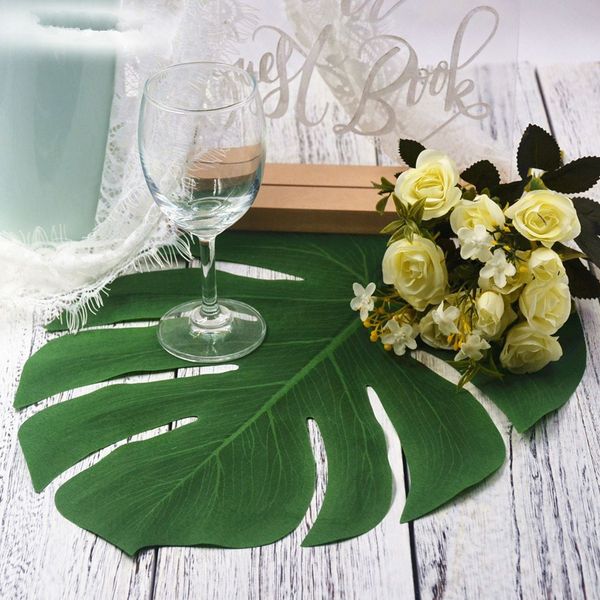 

12pcs hawaiian party decorations lifelike artificial leaf tropical palm leaves simulation leaf diy home garden decor supplies