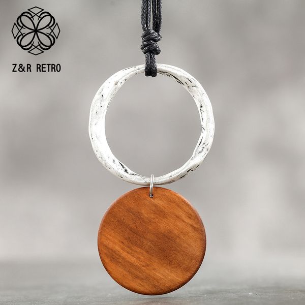 

vintage circle pendant necklaces fashion 5 color temperament simple clavicle chain for women chrismas jewelry female accessories, Silver
