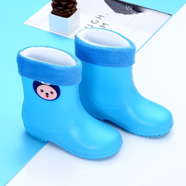 

new kids rain boots for girls rubber rain boot boys baby girl pvc warm children waterproof shoes modi' cartoon tiger removable, Black;grey
